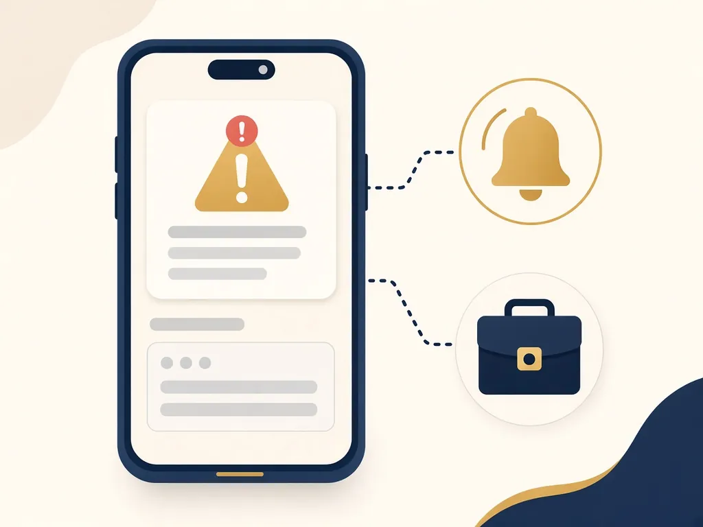 Illustration of a phone showing a priority alert, with a bell